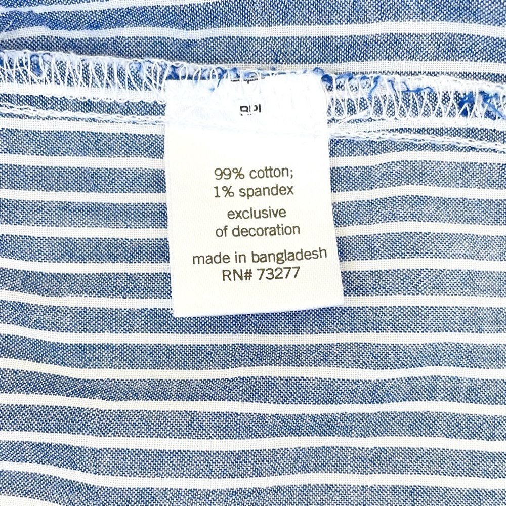 Sonoma Blue & White Striped Shirt, Flower Embroidery, Long Sleeve, Sz Medium - Picture 5 of 6